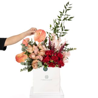 Pink Anthurium, Red Carnation & Mocha Roses